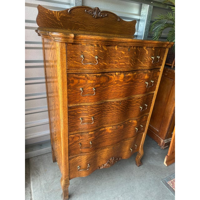 American Antique Serpentine Highboy Dresser For Sale - Image 3 of 8
