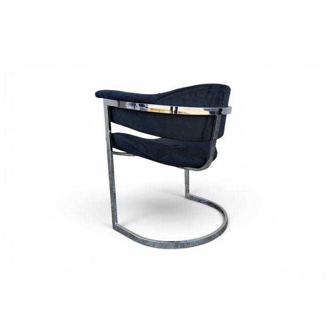 Dining Chairs in Steel and Black Velvet, 1970s, Set of 6 For Sale - Image 9 of 18
