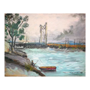 Mid Century Fishing Coyote Point San Francisco Bay by Ruth Garber Hulstede