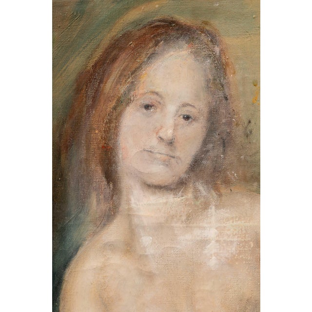 This is a signed oil portrait on canvas, entitled "Fulfillment".
