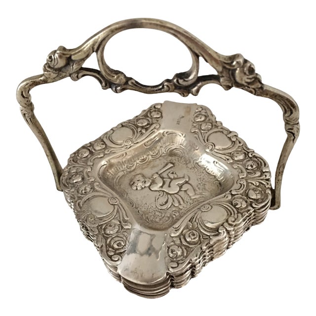 1940s 800 Silver Stacking Cherub Ashtray, Germany For Sale