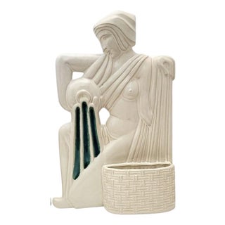Vintage Global Views Art Deco / Greek / Roman Figural Woman Wall Pocket Planter For Sale