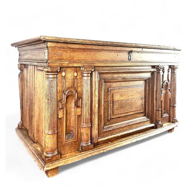 17th Century Henri IV Renaissance French Chest Desk in Carved Wood, France For Sale - Image 13 of 13