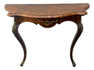 Very Fine Louis XV Burl Walnut Narrow Wall Console /Table , Circa 1880.