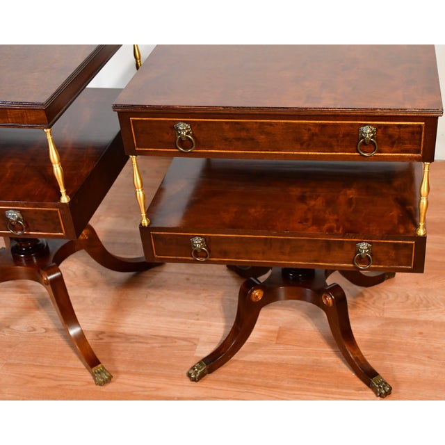 1930 Regency Neoclassical Style Mahogany TwoTier EndTables Schmieg & Kotzian For Sale - Image 4 of 18