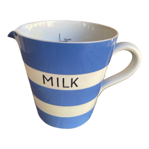 Vintage T G Green Cornishware Blue Striped Pint Milk Pitcher