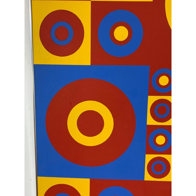 Maroon C. 1970s Hard Edge Op Art Painting by Wilma Dick For Sale - Image 8 of 13