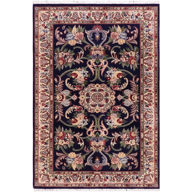 Shabby Chic 1990's Pak-Persian Blue/Beige Wool Rug - 3'2'' X 5'3'' For Sale - Image 9 of 9