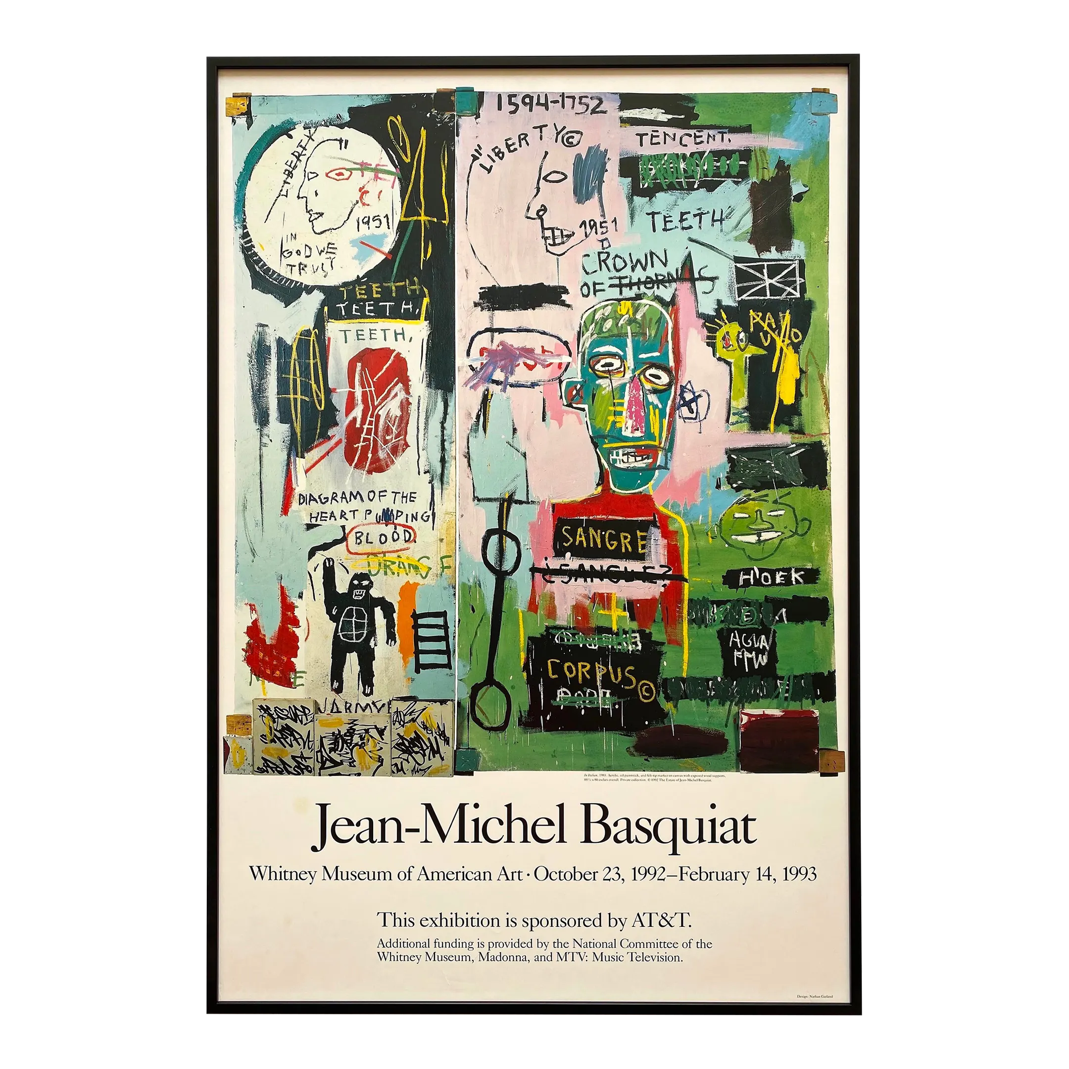 Jean Michel Basquiat Estate Vintage 1992 Lithograph Print Large
