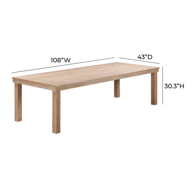 Cassie Natural 108 Inch Rectangular Outdoor Dining Table For Sale In Los Angeles - Image 6 of 6