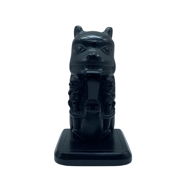 Mid-Century Modern Vintage Boma Hand-Carved Black Totem Pole Sculpture For Sale - Image 3 of 6