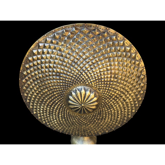 Large Hand Hammered Brass Helmet Shield Set For Sale - Image 9 of 15