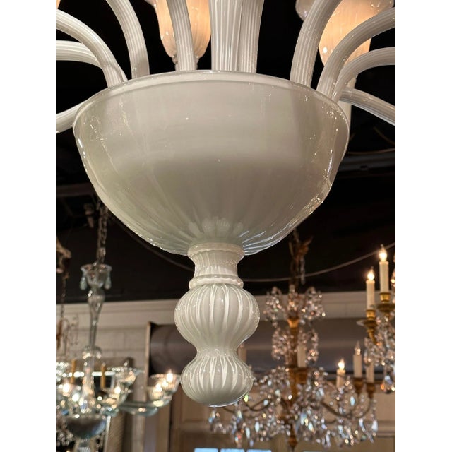 2000 - 2009 Italian Murano White 12 Arm Chandelier For Sale - Image 5 of 8