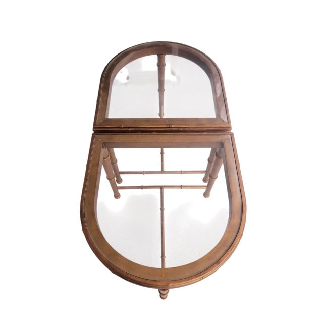 Vintage Hollywood Regency Iron Bronze Faux Bamboo Convertible Oval Coffee/sideTable For Sale - Image 10 of 13