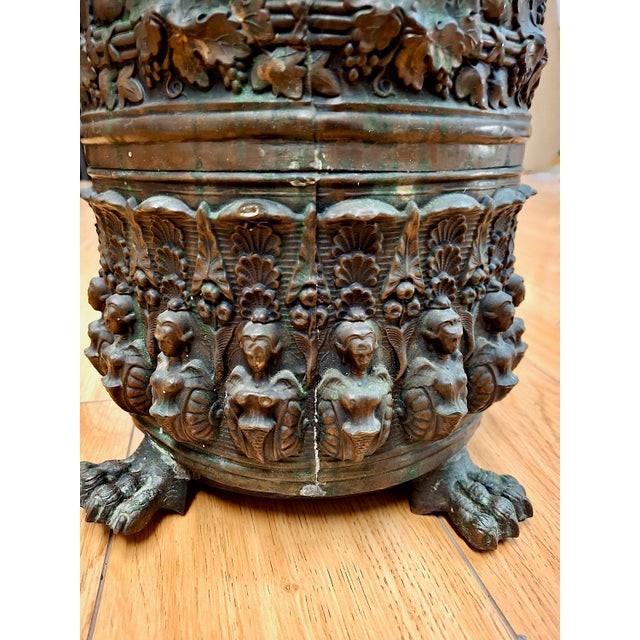 Antique Brass Repoussé Umbrella Stand For Sale - Image 13 of 17