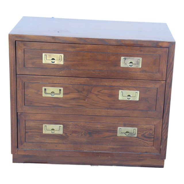 1970s Henredon Small Three Drawer Campaign Style Dresser For Sale