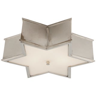 Alexa Hampton for Visual Comfort Signature Sophia 17" Flush Mount in Polished Nickel with Frosted Glass For Sale