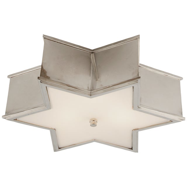 Alexa Hampton for Visual Comfort Signature Sophia 17" Flush Mount in Polished Nickel with Frosted Glass For Sale