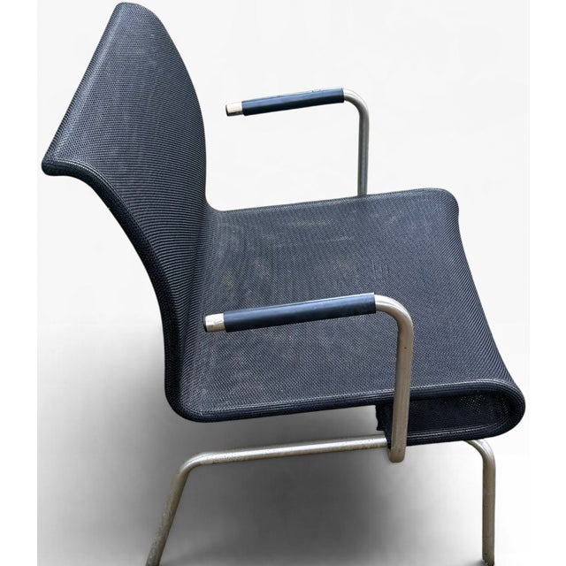 Pair of Keilhauer Net Lounge Armchairs by Eoos in Black Mesh and Tubular Steel For Sale - Image 10 of 16