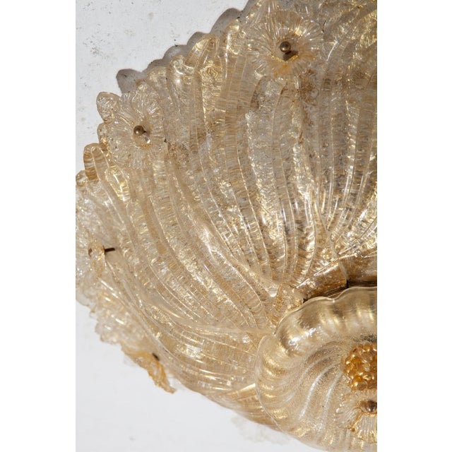 Large Flower Gilt Art Glass Murano Flush Mount by Barovier & Toso, 1930 For Sale - Image 10 of 12