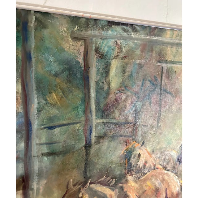 Inspired by Ralph Lauren, Original Galloping Horses Oil on Canvas, Signed by Artist For Sale - Image 9 of 12