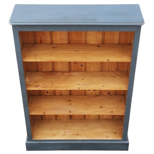Vintage Retro Large Blue/Grey Painted Bookcase Display Shelving Unit – Mid to Late 20th Century Add stylish storage and...