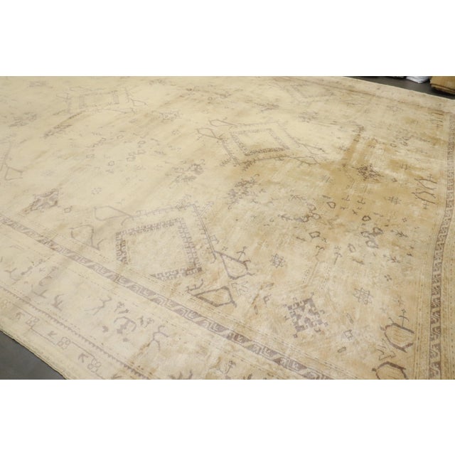 Mid 20th Century Vintage Zabihi Collection Oversize Square Turkish Oushak Neutral Color Rug - 13'5" x 17'7" For Sale - Image 5 of 12