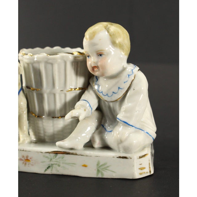 1880's German Conta & Boehme Porcelain Match Holder & Striker Baby & Puppy For Sale - Image 9 of 11