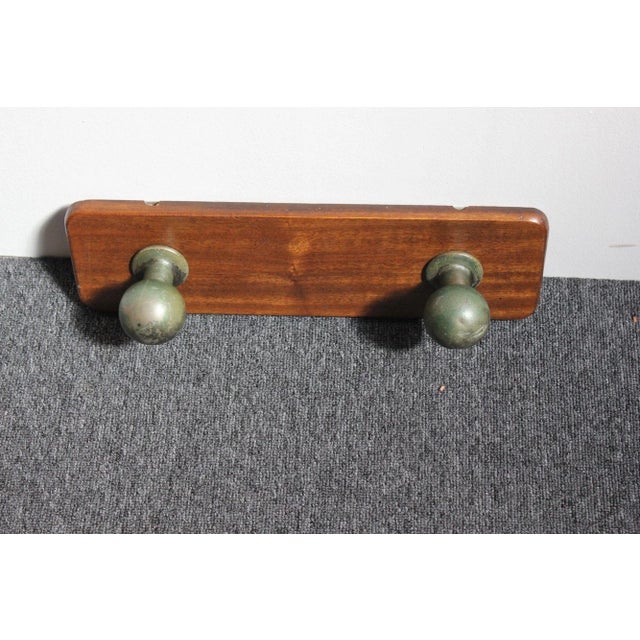 Mid-Century Modern Vintage Italian Wall-Mounted Coat Hook/Rack in Aluminum and Walnut For Sale - Image 3 of 12