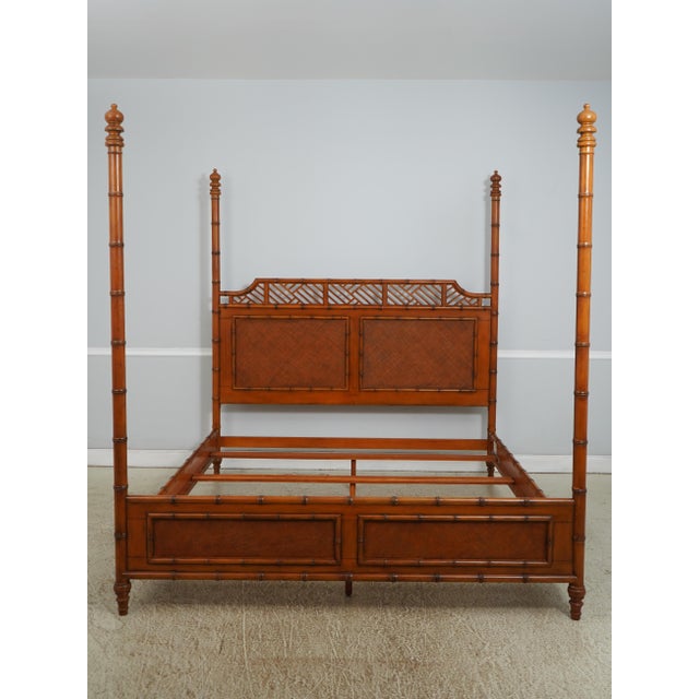 Age: c2022 Details: Tommy Bahama Style Bed Canopy Can Be Removed Bolted Rail Construction Rattan Panel & Side Rails High...