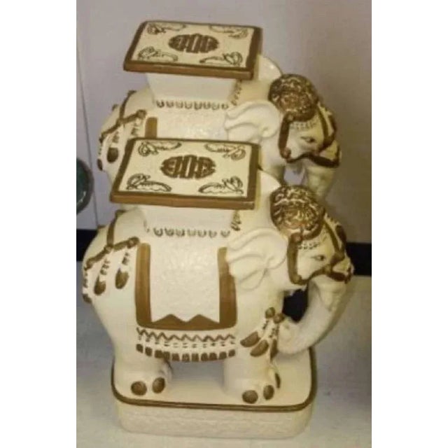 Hollywood Regency Hollywood Regency Gold & White Elephants Garden Stools - a Pair For Sale - Image 3 of 8