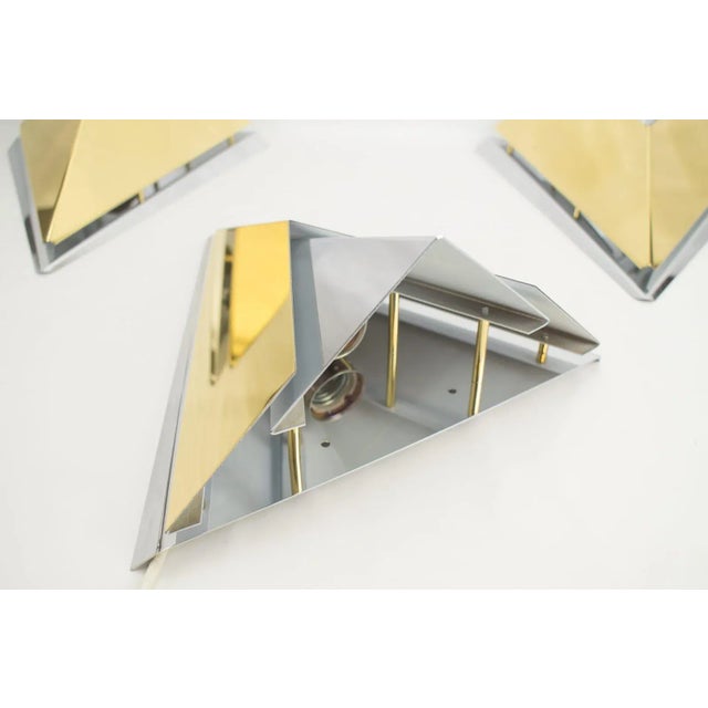 Bicolor Hollywood Regency Metal Sconces, 1970s, Set of 3 For Sale - Image 15 of 17