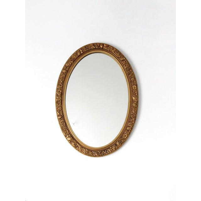 Gold Mid-Century Oval Gilt Wall Mirror For Sale - Image 8 of 10