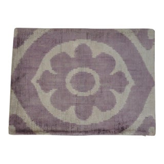 Purple Flower Silk Velvet Ikat Pillow For Sale