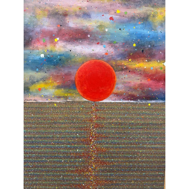 Made Wianta Sunset Original Oil Painting, Signed For Sale - Image 4 of 12
