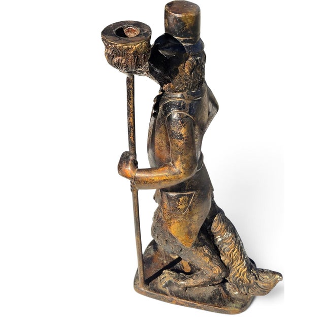 19th Century Bronze-Finish Anthropomorphic Fox or Dog Gentleman Candlestick Holder For Sale In Philadelphia - Image 6 of 8