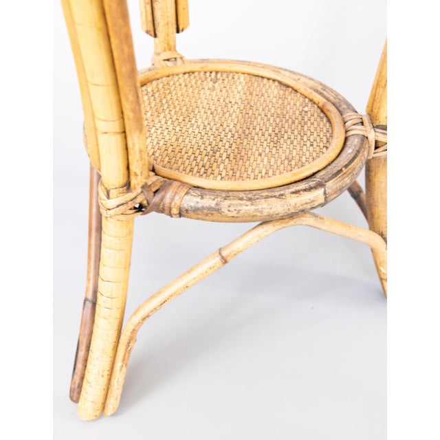 Vintage Italian Bamboo & Rattan 2 Tier Pedestal Display Plant Stand For Sale - Image 4 of 6