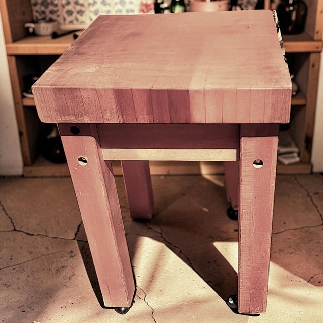 Tan Le Gourmand Kitchen Island Butcher Block Table With Drawer and Pull Out Cutting Board For Sale - Image 8 of 14