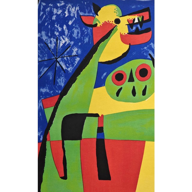 Joan miro (1893-1983) le chien aboyant à la lune (1) and graphisme-poème (2) and composition (3) (back) dog barking at the...