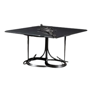 Large Bespoken Sculpted Steel Table with Slate Top Albert Paley