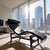 Italian-made chaise longue Chromed metal and black leather In the Cassina LC4 Le Corbusier style Length approximately 160...