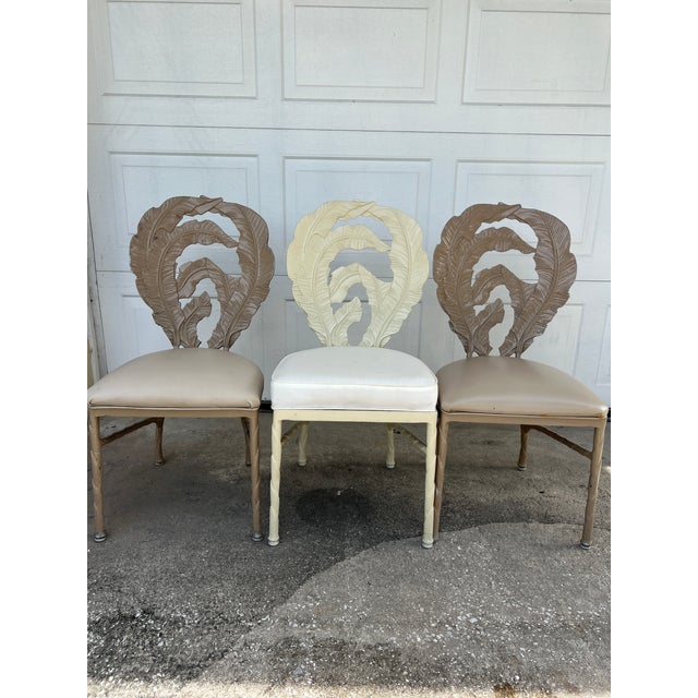 1960s Set of 6 Hollywood Regency Era Aluminum Cast Chairs For Sale - Image 4 of 17