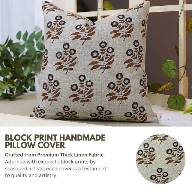 Bring the essence of seasonal beauty into your home with Fabdivine’s Neha block print cushion cover. Handmade with care,...