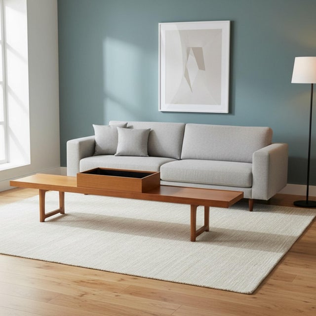 A rare and elegant mid-century Norwegian teak planter bench by Bruksbo, attributed to Torbjørn Afdal, produced in the...
