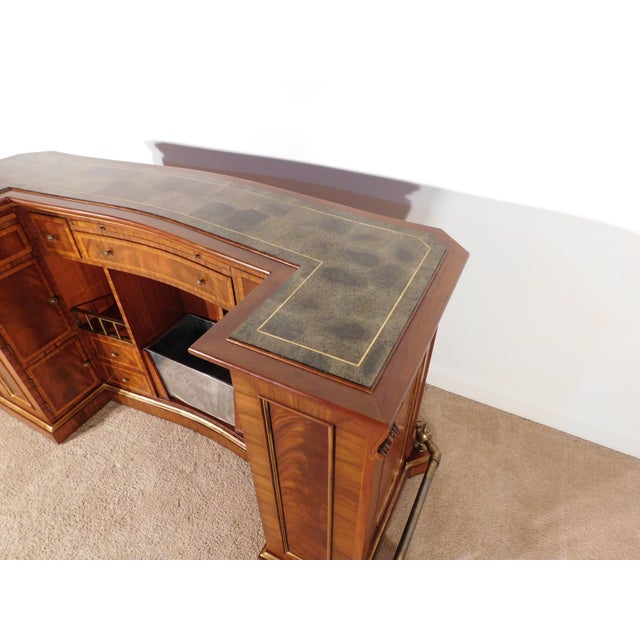 1990s Massive Vintage Maitland Smith Inlaid & Figured Mahogany & Marble Top Bar For Sale - Image 5 of 12