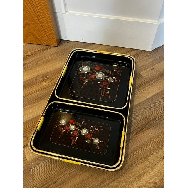 Vintage 70s Nesting Lacquer Ware Trays-Set of 3