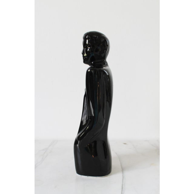 Vintage Postmodern Black Ceramic Figure For Sale - Image 4 of 8