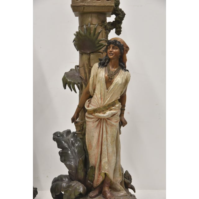 Ceramic Late 19th Century Monumental Austrian Terracotta Orientalist Lamps - a Pair For Sale - Image 7 of 17