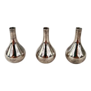 1960s Jens Quistgaard for Dansk Silver Onion Candleholders, Set of 3 For Sale