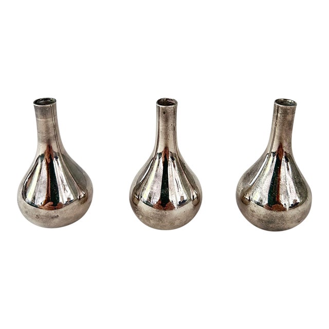 1960s Jens Quistgaard for Dansk Silver Onion Candleholders, Set of 3 For Sale